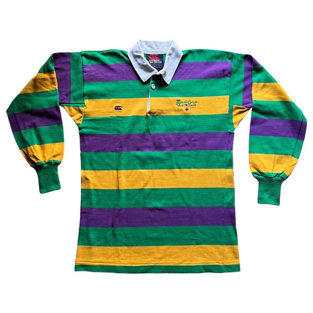 Canterbury Of New Zealand Rugby Shirt Size Medium (40) Mardi Gras Colors Rare